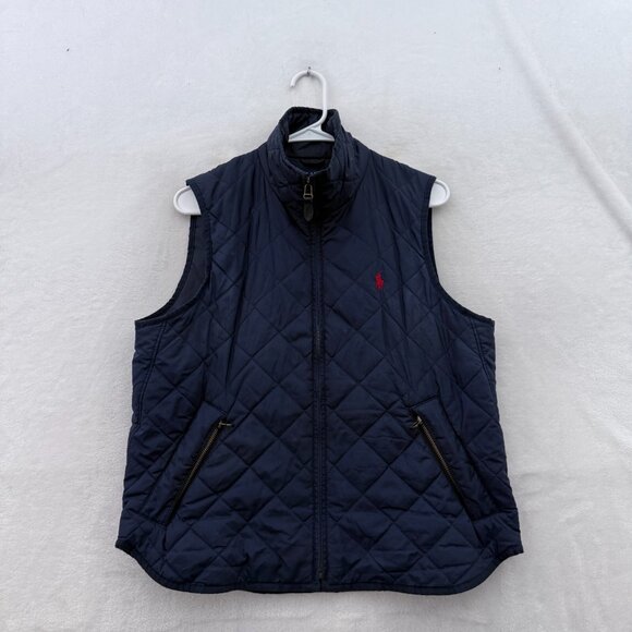 Ralph Lauren Vest Mens L Blue Full Zip Quilted Pony Lightweight Equestrian